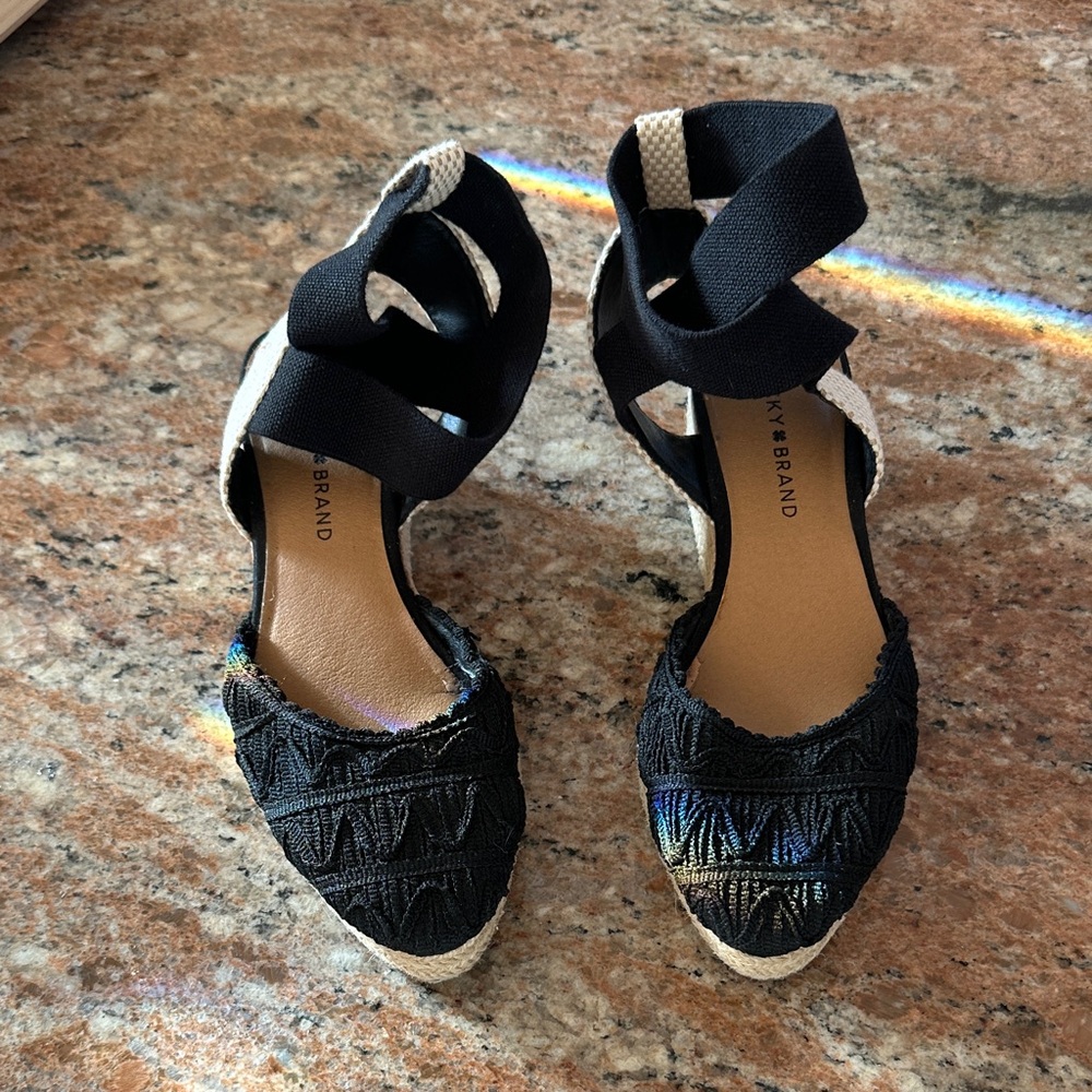 Lucky Brand Black Espadrille Sandals